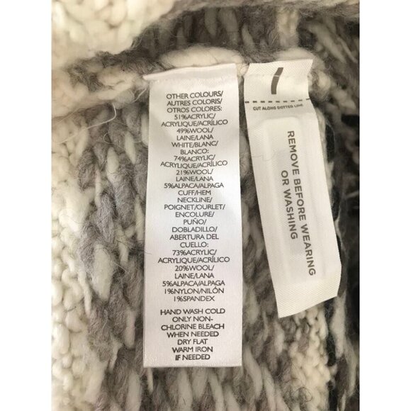 LOFT Long Sleeve Sweater Womens Size Medium Wool Acrylic Blend Gray White - Picture 7 of 7